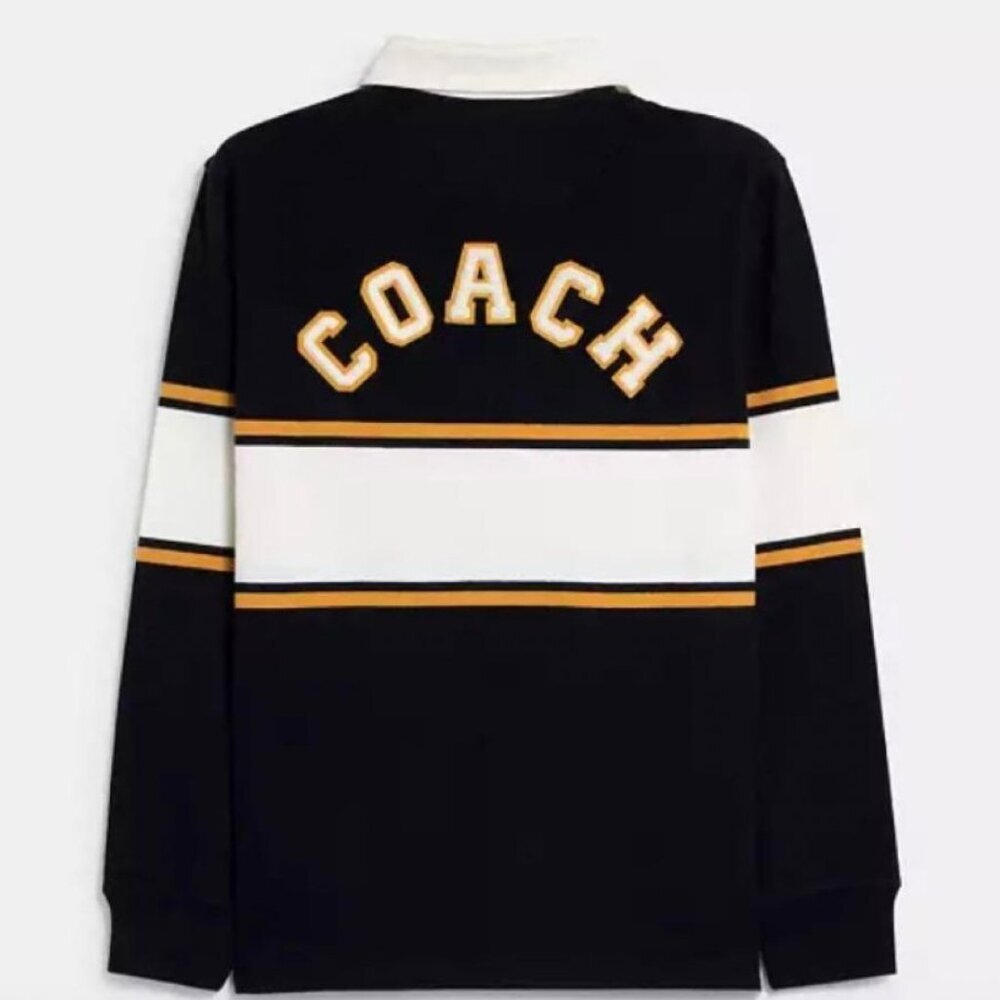 NEW Coach Signature Relaxed Varsity Rugby Polo Shirt in Navy Cotton Size L - Picture 1 of 8